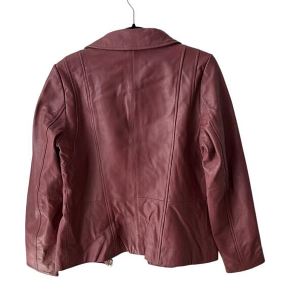 Vintage D&Co. Genuine Leather Jacket M/L Mauve– Classic Zip Front Moto Style - Picture 4 of 5